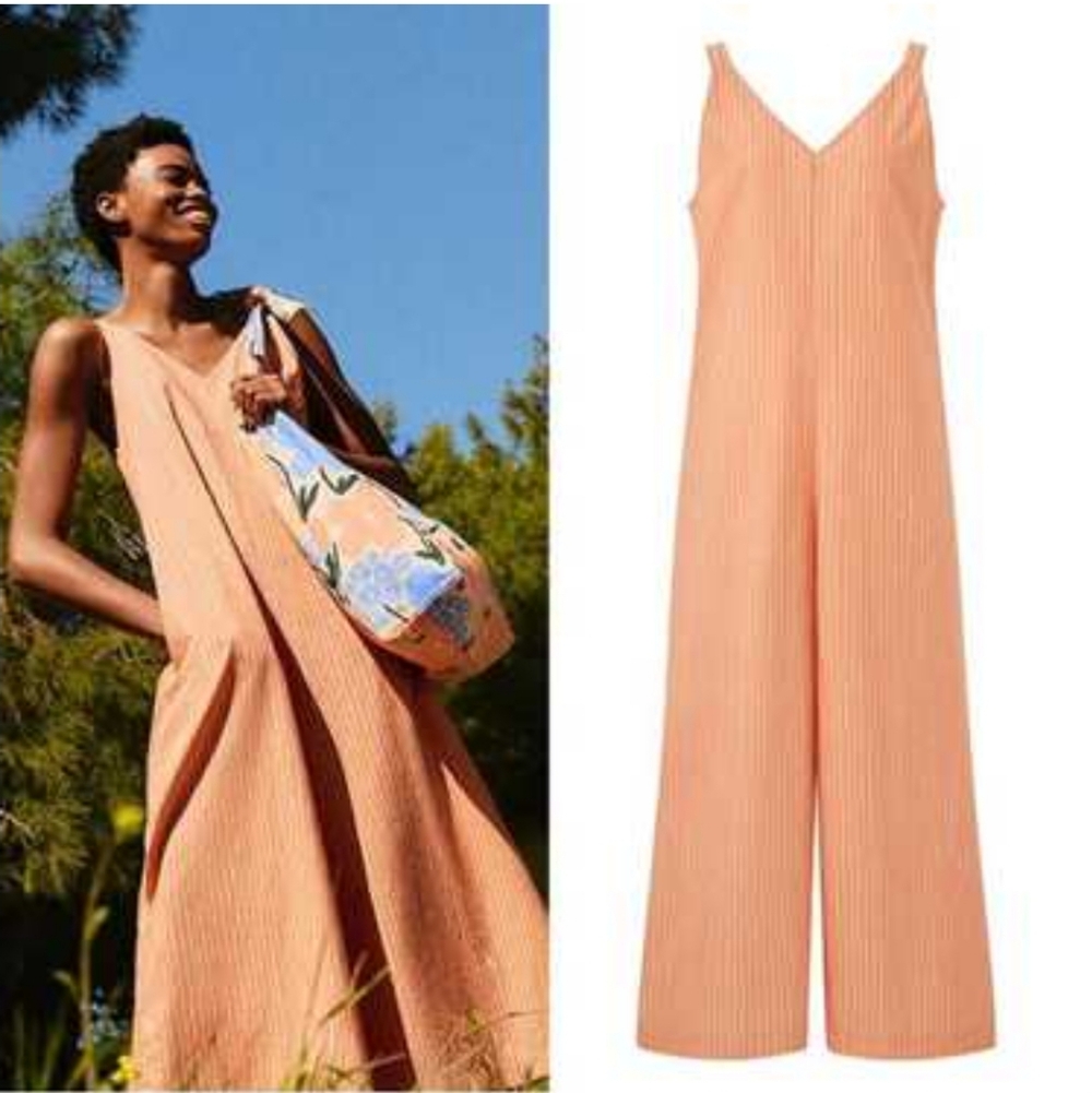Marimekko X Uniqlo Orange Linen Jumpsuit Sizs Medium